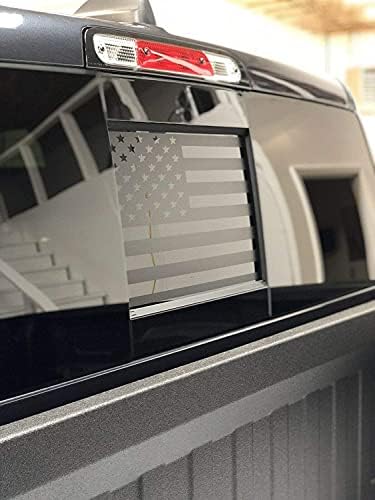 XPLORE OFFROOD - חלון אחורי אמצעי דגל אמריקאי מדבקות ויניל עבור טנדרים | התאמה אוניברסלית | שחור מט